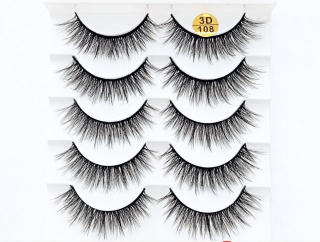 NEW 5 pairs 3D mink false eyelashes natural makeup eyelash extension long cross volume soft fake eye lashes winged faux cils