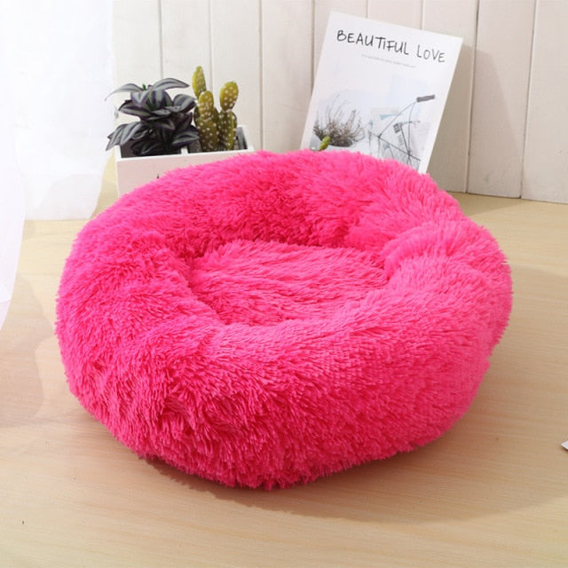 Round Cat Bed Dogs Bed House Kennel Pet Mats Soft Long Plush Mat Pet Warm Basket Cushion Cats House Sofa Machine Wash Kennel