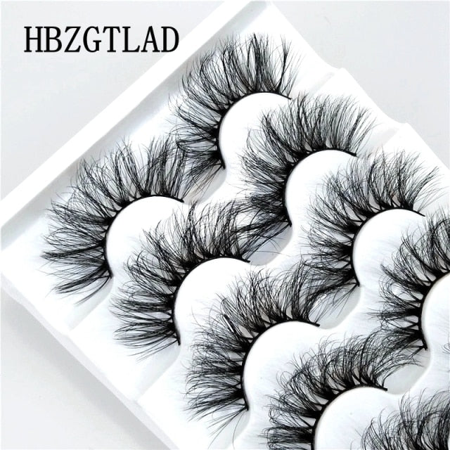 NEW 5 pairs 3D mink false eyelashes natural makeup eyelash extension long cross volume soft fake eye lashes winged faux cils