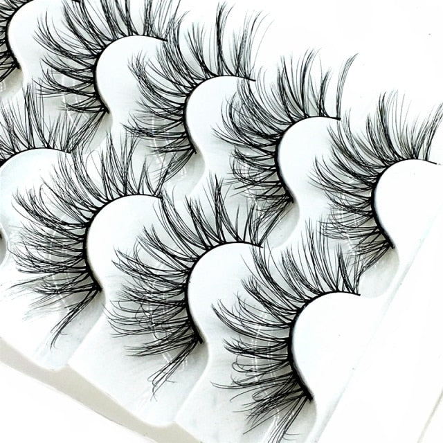 NEW 5 pairs 3D mink false eyelashes natural makeup eyelash extension long cross volume soft fake eye lashes winged faux cils