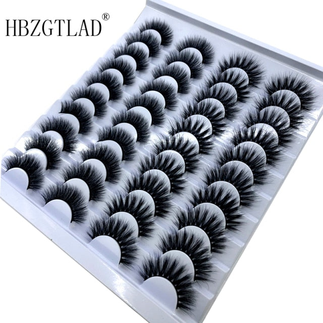 20 Pairs 18-25 mm 3d Mink Lashes Bulk Faux Thick Long Wispy Natural Mink Lashes Pack Short Natural False Eyelashes