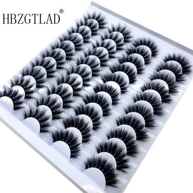 20 Pairs 18-25 mm 3d Mink Lashes Bulk Faux Thick Long Wispy Natural Mink Lashes Pack Short Natural False Eyelashes