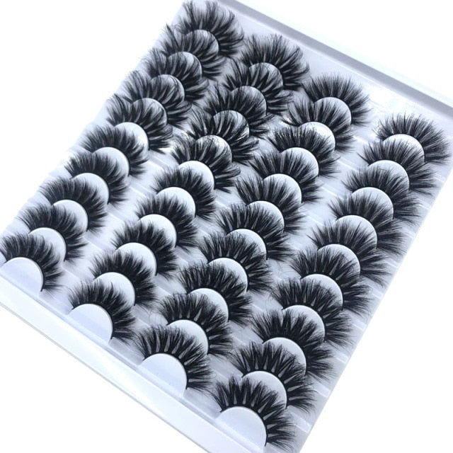 20 Pairs 18-25 mm 3d Mink Lashes Bulk Faux Thick Long Wispy Natural Mink Lashes Pack Short Natural False Eyelashes