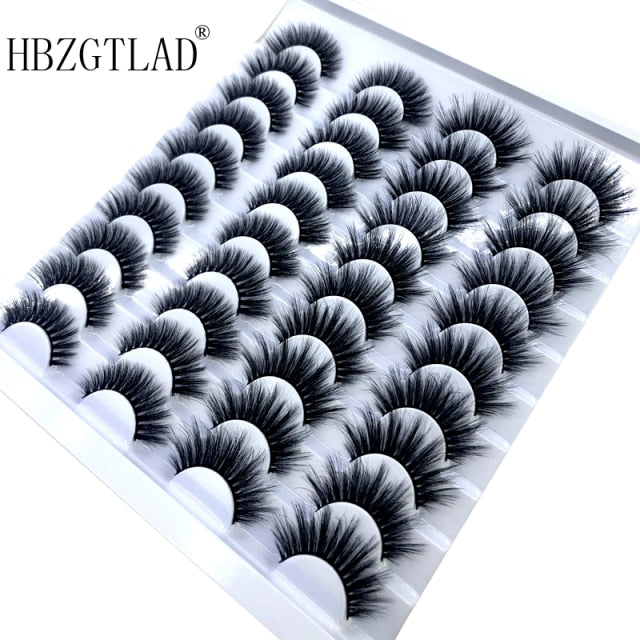 20 Pairs 18-25 mm 3d Mink Lashes Bulk Faux Thick Long Wispy Natural Mink Lashes Pack Short Natural False Eyelashes