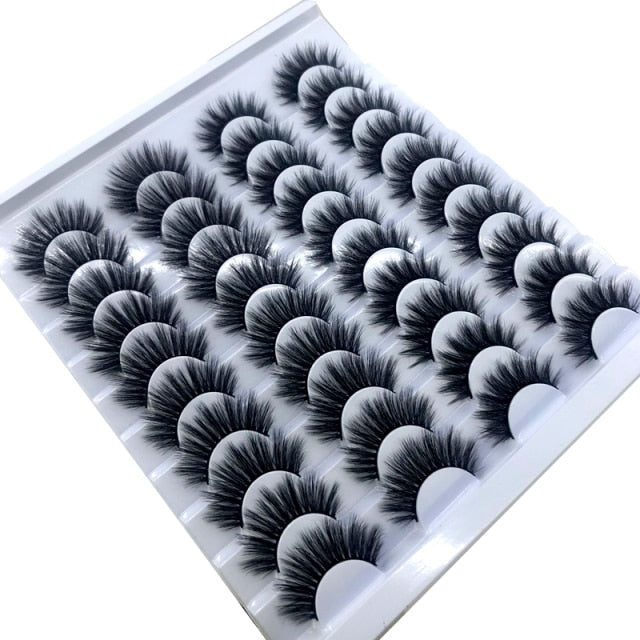 20 Pairs 18-25 mm 3d Mink Lashes Bulk Faux Thick Long Wispy Natural Mink Lashes Pack Short Natural False Eyelashes