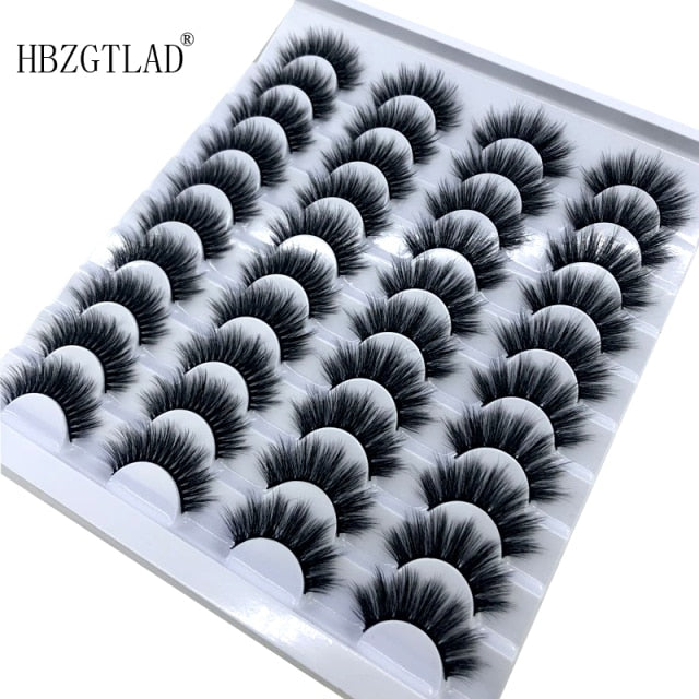 20 Pairs 18-25 mm 3d Mink Lashes Bulk Faux Thick Long Wispy Natural Mink Lashes Pack Short Natural False Eyelashes