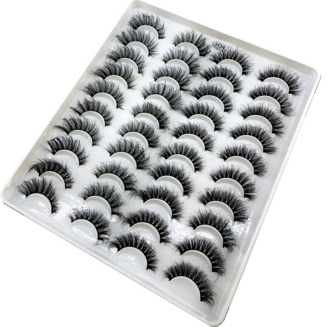 20 Pairs 18-25 mm 3d Mink Lashes Bulk Faux Thick Long Wispy Natural Mink Lashes Pack Short Natural False Eyelashes