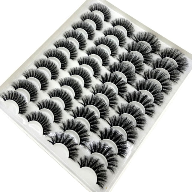 20 Pairs 18-25 mm 3d Mink Lashes Bulk Faux Thick Long Wispy Natural Mink Lashes Pack Short Natural False Eyelashes