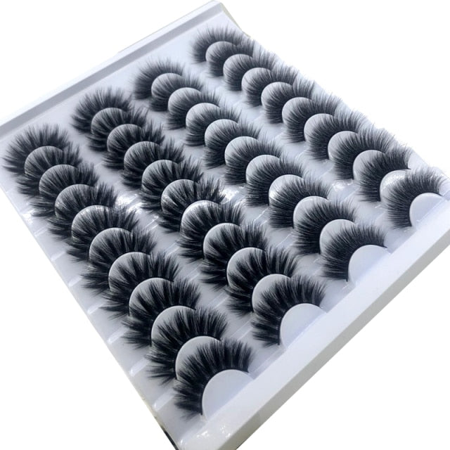 20 Pairs 18-25 mm 3d Mink Lashes Bulk Faux Thick Long Wispy Natural Mink Lashes Pack Short Natural False Eyelashes