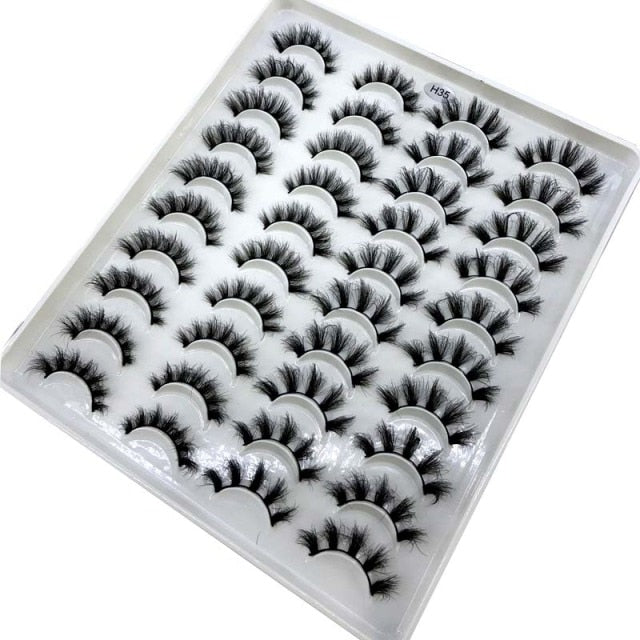 20 Pairs 18-25 mm 3d Mink Lashes Bulk Faux Thick Long Wispy Natural Mink Lashes Pack Short Natural False Eyelashes