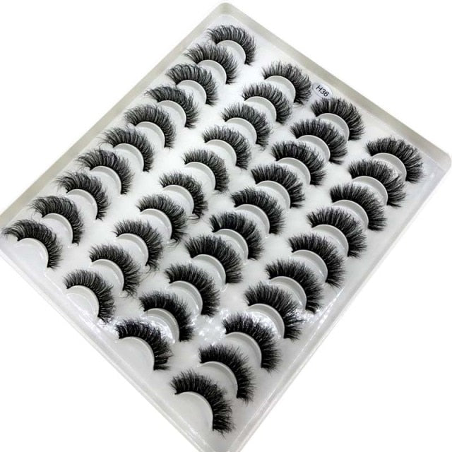 20 Pairs 18-25 mm 3d Mink Lashes Bulk Faux Thick Long Wispy Natural Mink Lashes Pack Short Natural False Eyelashes