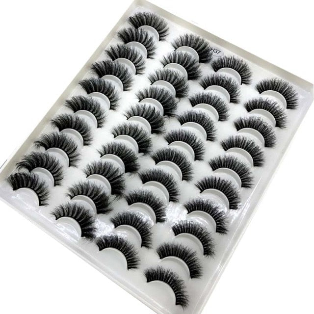 20 Pairs 18-25 mm 3d Mink Lashes Bulk Faux Thick Long Wispy Natural Mink Lashes Pack Short Natural False Eyelashes