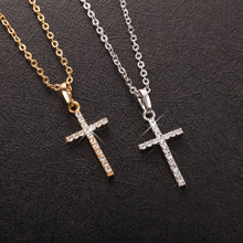 Load image into Gallery viewer, Dainty Cross Necklace Gold Silver Color Crystal Jesus Cross Pendant Necklace For Men Women Couple Jewelry Gift custom handmade christ
