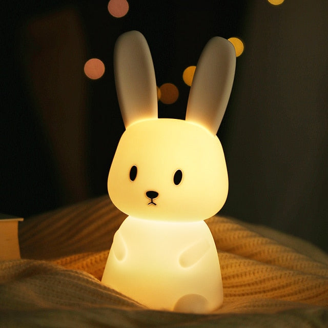 Bunny Rabbit LED Night Light Luz Nocturna Infantil Nachtlampje Voor Kinderen Bedroom Lamp Touch Sensor Room Decor Cute Gift for Kids Children