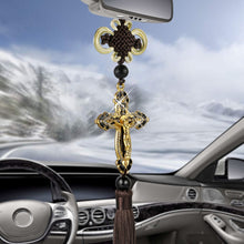 Load image into Gallery viewer, New Car Pendant Metal Diamond Cross Jesus Christian Religious Car Rearview Mirror Ornaments Hanging Auto Car Styling Accessories
