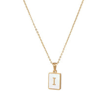 Load image into Gallery viewer, 18K Golden plate Chain Necklaces Square Natural Shell Initial Letters Pendant love matching boyfriend girlfriend custom handmade
