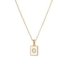 Load image into Gallery viewer, 18K Golden plate Chain Necklaces Square Natural Shell Initial Letters Pendant love matching boyfriend girlfriend custom handmade
