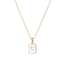 Load image into Gallery viewer, 18K Golden plate Chain Necklaces Square Natural Shell Initial Letters Pendant love matching boyfriend girlfriend custom handmade
