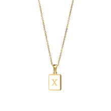 Load image into Gallery viewer, 18K Golden plate Chain Necklaces Square Natural Shell Initial Letters Pendant love matching boyfriend girlfriend custom handmade
