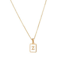 Load image into Gallery viewer, 18K Golden plate Chain Necklaces Square Natural Shell Initial Letters Pendant love matching boyfriend girlfriend custom handmade
