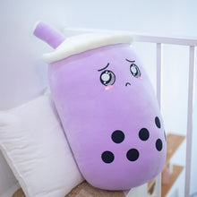 Load image into Gallery viewer, 25-70cm cute cartoon Fruit bubble tea cup shaped pillow with suction tubes real-life stuffed soft back cushion funny boba food
