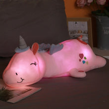 Load image into Gallery viewer, 60CM Rainbow Glowing Light Unicorn Plush Toys For Children Soft Stuffed Cute Luminous Animal Pillow Dolls Kids Baby Xmas Gifts

