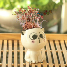 Load image into Gallery viewer, Mini Cat Shaped Ceramic Flowerpot Cartoon Cute Hand Desktop Potted Desk Decorate Small Ornaments
