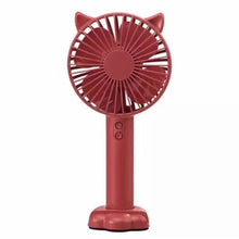 Load image into Gallery viewer, Portable USB Ventilation Fan Cute Cat Hand-Held/Desktop Fans Standing Bracket Base LED Lamp Cooler Ventilator with 18650 battery
