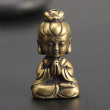 Load image into Gallery viewer, Solid Brass Guanyin Buddha Figurine 37x21x17mm Home Office Desk Ornaments Decoration Mini Statue Ornaments Household Decoration
