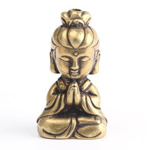 Load image into Gallery viewer, Solid Brass Guanyin Buddha Figurine 37x21x17mm Home Office Desk Ornaments Decoration Mini Statue Ornaments Household Decoration
