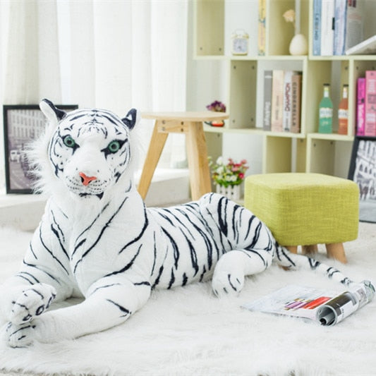 Simulation White Tiger Jaguar Doll 120 cm Lifelike Tiger & Leopard Plush Toys Soft Wild Animals Children Kids Birthday Gifts