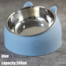 Load image into Gallery viewer, Cat Dog Bowl 15 Degrees Raised Stainless Steel Cat Bowls Safeguard Neck Puppy Cat Feeder Non-slip Crash Elevated Cats Food Bowl
