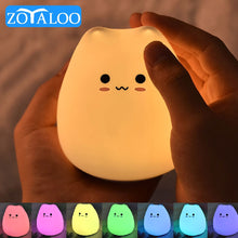 Load image into Gallery viewer, LED Night Lamp Touch Sensor Cat Silicone Animal Light  Colorful Child Holiday Gift Sleepping Creative Bedroom Desktop Decor Lamp
