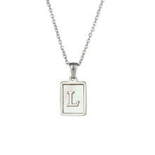 Load image into Gallery viewer, 18K Golden plate Chain Necklaces Square Natural Shell Initial Letters Pendant love matching boyfriend girlfriend custom handmade
