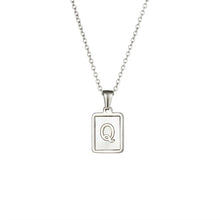 Load image into Gallery viewer, 18K Golden plate Chain Necklaces Square Natural Shell Initial Letters Pendant love matching boyfriend girlfriend custom handmade
