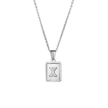 Load image into Gallery viewer, 18K Golden plate Chain Necklaces Square Natural Shell Initial Letters Pendant love matching boyfriend girlfriend custom handmade
