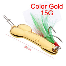 Load image into Gallery viewer, 1PCS Metal Spinner DD Spoon Bait 5g 10g 15g 20g Silver Gold Fishing Lure Iscas Artificias Hard Baits Bass Pike Fishing Tackle
