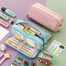 Load image into Gallery viewer, Large Capacity Pencil Case Double Side Macaron Color Canvas Pen Bag Storage Pouch Stationery for Junior High School Students
