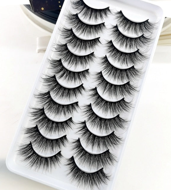 10 Pairs Natural False Eyelashes Fake Lashes Long Makeup 3d Mink extension