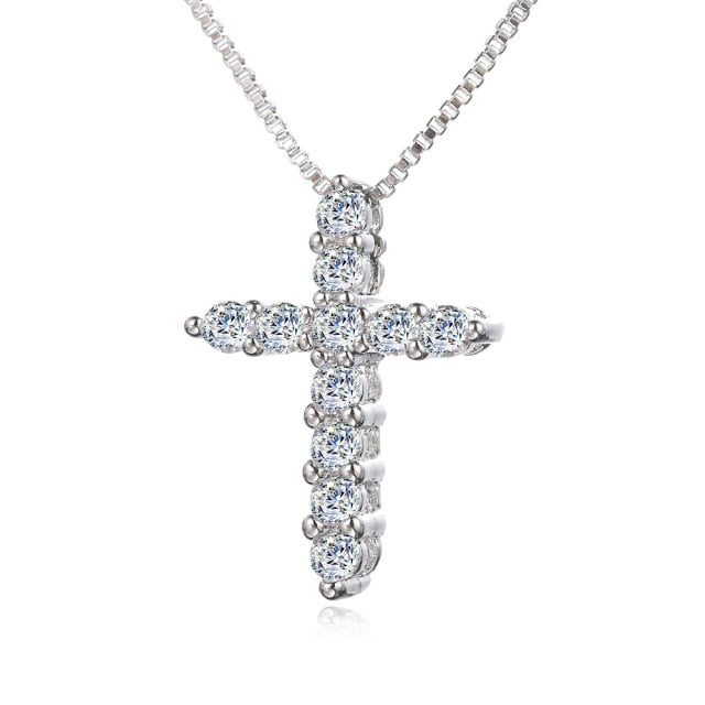 Cross Crystal Pendants silver color Chain Necklaces CZ cubic zirconia Choker Necklaces Fashion Jewelry Gifts Women custom handmade