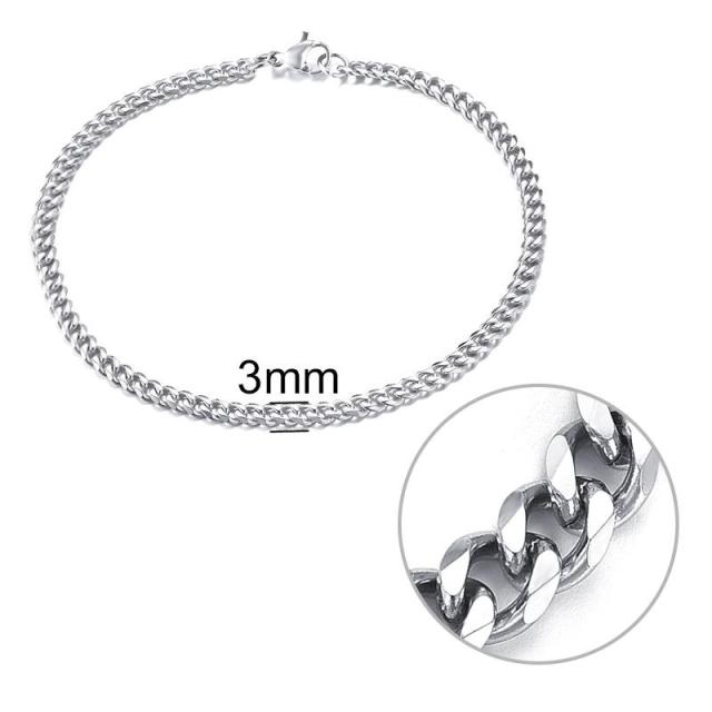 Men Chain Bracelet Stainless Steel Curb Cuban Link Chain Bangle for Male Women Hiphop Trendy Wrist Jewelry Gift custom handmade