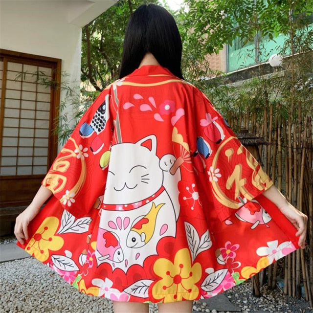 2021 Japanese Woman Kimono Cardigan Cosplay Shirt Blouse for Women Vintage Japanese Yukata Female Summer Beach Robe Clothes