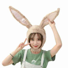 Load image into Gallery viewer, Cute Plush Rabbit Bunny Ears Hat Earflap Cap Head Warmer Photo Supplies Hat With Earflaps White Black Bunny Hats For Girls Women
