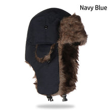 Load image into Gallery viewer, Unisex Men Women Russian Hat Trapper Bomber Warm Trooper Ear Flaps Winter Ski Hat Solid Fluffy Faux Fur Cap Headwear Bonnet
