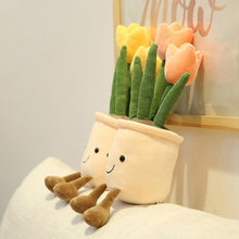 Load image into Gallery viewer, 35cm Lifelike Tulip Succulent Plants Plush Stuffed Decoration Toy Soft Bookshelf Decor Doll Potted Flowers Pillow for Girls Gift
