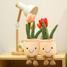 Load image into Gallery viewer, 35cm Lifelike Tulip Succulent Plants Plush Stuffed Decoration Toy Soft Bookshelf Decor Doll Potted Flowers Pillow for Girls Gift
