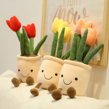 Load image into Gallery viewer, 35cm Lifelike Tulip Succulent Plants Plush Stuffed Decoration Toy Soft Bookshelf Decor Doll Potted Flowers Pillow for Girls Gift
