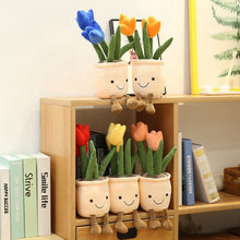 Load image into Gallery viewer, 35cm Lifelike Tulip Succulent Plants Plush Stuffed Decoration Toy Soft Bookshelf Decor Doll Potted Flowers Pillow for Girls Gift
