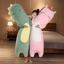 Load image into Gallery viewer, 130cm Cute Dinosaur&amp;Cattle&amp;Unicorn Long Pillow Stuffed Plush Animal Toys For Children Soft Sleep Cushion Bed Pillow Girls Gift
