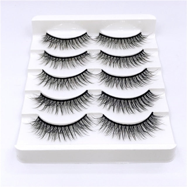 6 Pairs 18-25 mm 3d Mink Lashes Bulk Faux Thick Long Wispy Natural Mink Lashes Pack Short Natural False Eyelashes